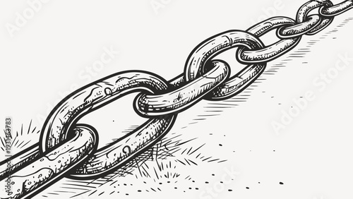 Detailed Sketch of a Heavy Metal Chain with Textured Links.