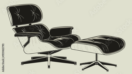 Eames Lounge Chair and Ottoman Classic Mid Century Modern Furniture.