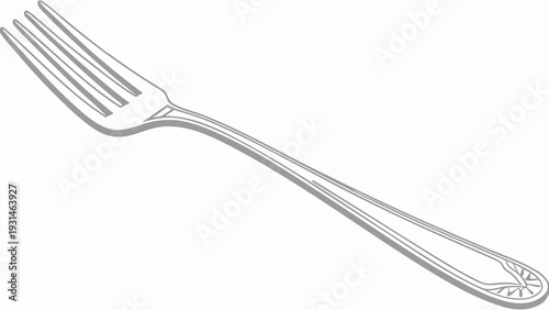 Elegant Silver Dinner Fork Isolated on White Background.
