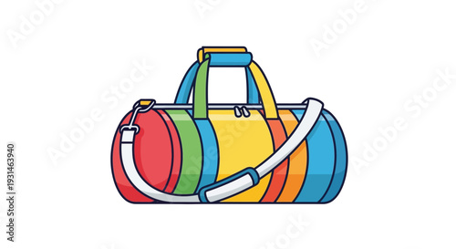 Colorful duffel bag illustration with a shoulder strap isolated on white