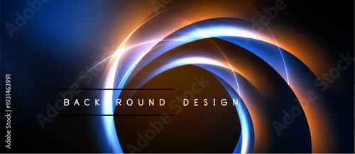 Abstract neon circles, vibrant colors, dark background. Modern design element, perfect for digital projects, presentations.