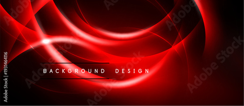Abstract red lines form dynamic curves. Bright glow creates modern background design. Dark space emphasizes vibrant energy.