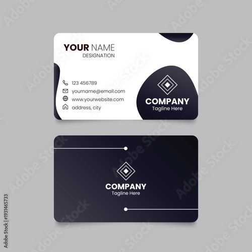 Elegant minimal Simple Business Card Layout. Modern creative name card and business card. Corporate card design, Clean professional business template, business card in black and white color.
