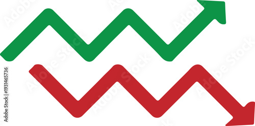 hand drawn business graph up down chart red green arrow icon set vector illustration 