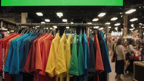 Clothing Store with Colorful Shirts on Display.