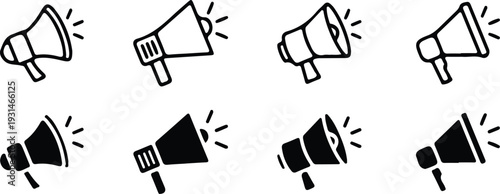 megaphone loudspeaker electric symbol icons set vector illustration collection 