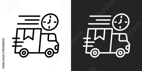 Delivery Icon In Black And White Glyph Style