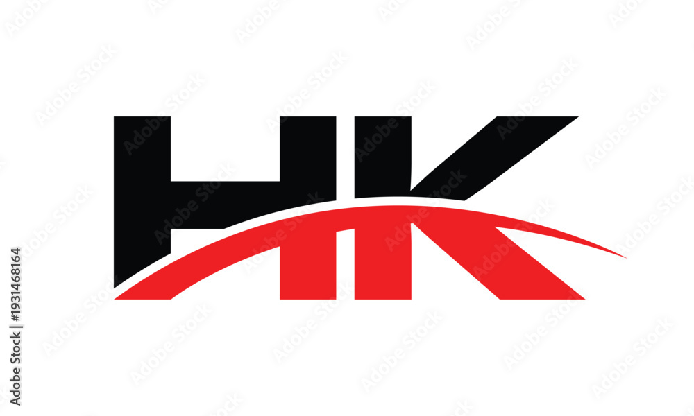Fototapeta premium abstract creative black red HK letter logo vector art.