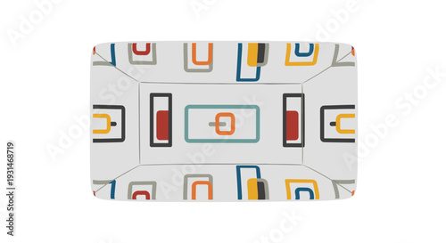 Geometric changing mat with colorful abstract patterns isolated on white background