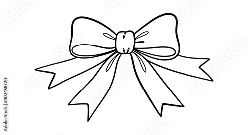 Elegant bow brooch illustration isolated on a white background, featuring intricate ribbon details and a classic symmetrical design