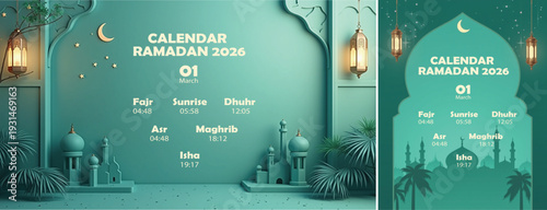 Elegant Ramadan Mubarak Calendar Background, Ramadan Calendar 2026 Background for social media template