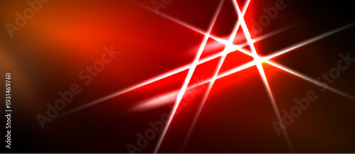 Abstract red light streaks intersect, creating dynamic energy. Dark background emphasizes bright illumination, visual impact.