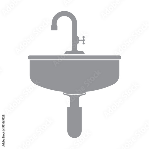 vector icon of a bathroom washbasin with a faucet