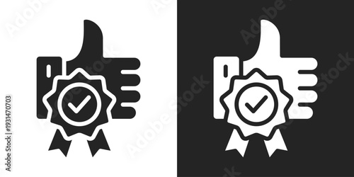 Quality Icon In Black And White Glyph Style