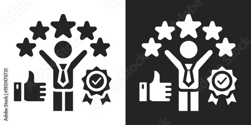 Reputation Icon In Black And White Glyph Style
