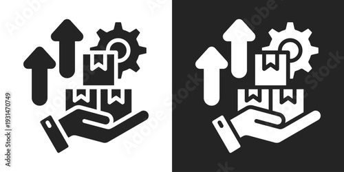 Product Management Icon In Black And White Glyph Style