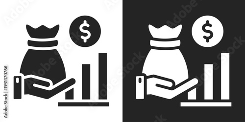 Investment Icon In Black And White Glyph Style