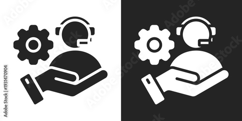 Technical Support Icon In Black And White Glyph Style