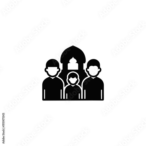 Group of three individuals wearing protective face masks in silhouette form