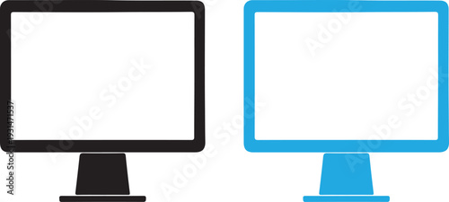 Two computer monitors with different colored frames