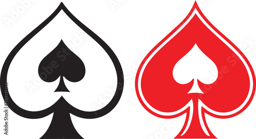 Spade suit symbols in black and red
