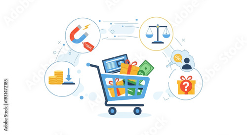 E-commerce Strategy & Digital Marketing: Attracting Customers with Deals, Discounts & Loyalty Programs. Online Shopping Concept.