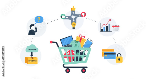 E-commerce Process: Online Shopping Journey, Business Strategy, Logistics, Secure Payments & Customer Feedback