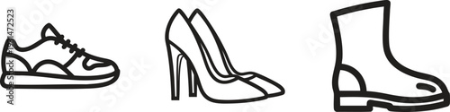 Women Shoes and Footwear Line Icon Set
