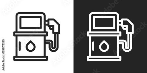 Petrol Icon In Black And White Line Style