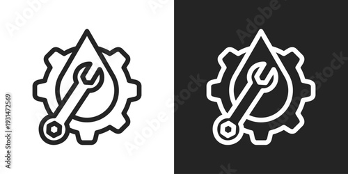Maintenance Icon In Black And White Line Style