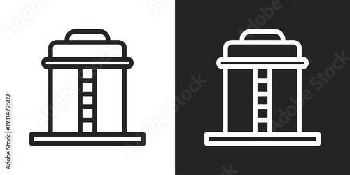 Storage Tank Icon In Black And White Line Style