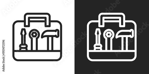 Toolbox Icon In Black And White Line Style