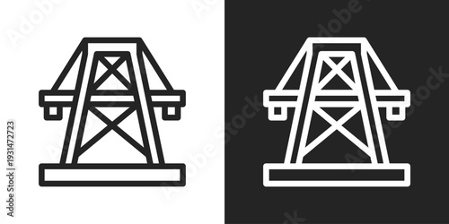 Power Line Icon In Black And White Line Style