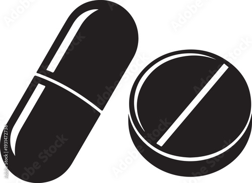 Medical Pills and Capsule Icons Vector Illustration for Healthcare and Pharmacy Design