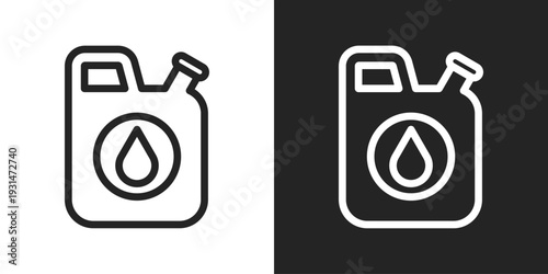Gasoline Icon In Black And White Line Style