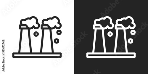 Pollution Icon In Black And White Line Style
