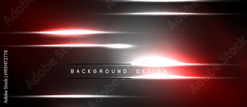 Abstract background features horizontal light streaks. Red, white gradients create dynamic visual effect. Text reads background design.