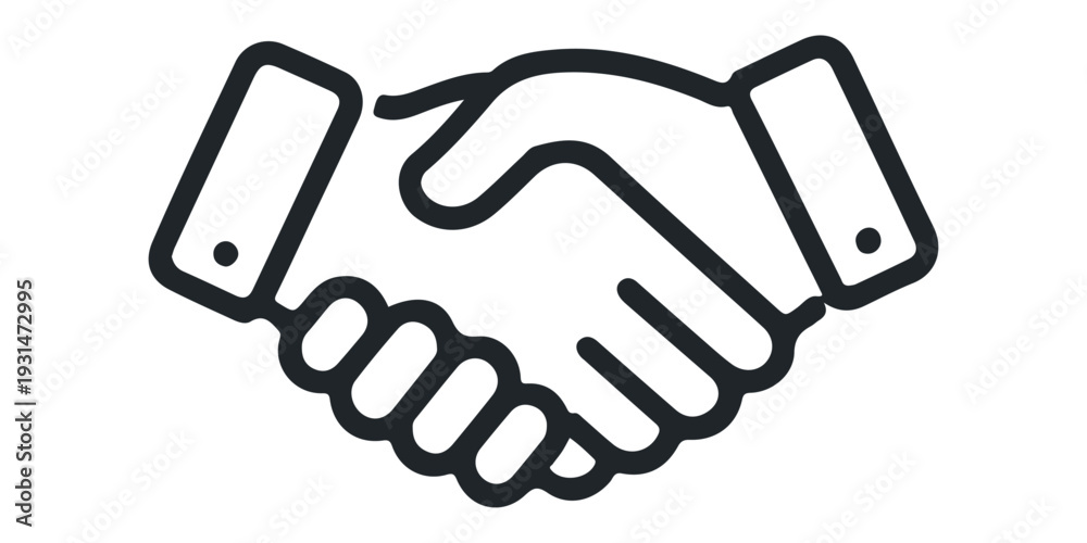 Fototapeta premium A professional business handshake vector illustration featuring two hands shaking to symbolize a successful partnership, teamwork agreement, and a deal between people in a contract concept