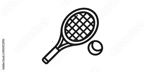 Isolated vector icons of professional tennis and badminton equipment including rackets, balls, and shuttlecocks for sports competition or leisure activity on the court