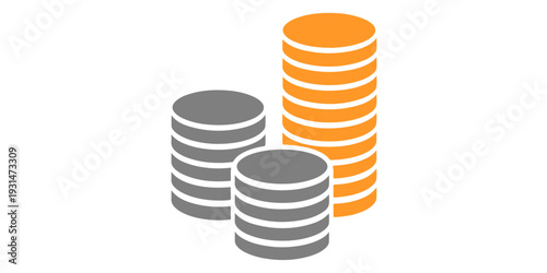 A tall pile of gold and silver coins representing financial growth, wealth, and successful business investment isolated on a clean white background