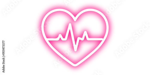 A medical vector illustration of a heart and heartbeat symbol featuring a red cardiogram pulse line to monitor healthy life and cardiology care through an EKG electrocardiogram graph