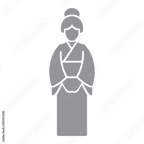 silhouette of a Japanese woman wearing traditional clothing, commonly known as a geisha or woman in kimono