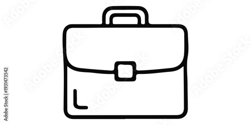 A 3d vector illustration of a black briefcase icon and leather suitcase isolated on white, featuring a business luggage handle and lock symbol for web design and travel portfolio concepts
