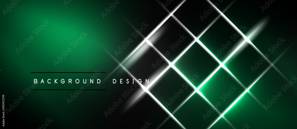 Naklejka premium Dark green gradient background features bright white diagonal lines forming grid pattern. Modern design element for digital projects.