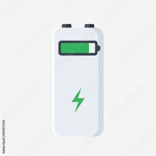 Battery icon with green lightning bolt and partial charge indication.