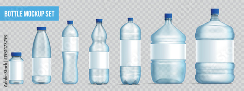 Plastic Bottle Mockup Realistic Set
