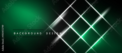 Dark green gradient background features bright white diagonal lines forming grid pattern. Modern design element for digital projects.