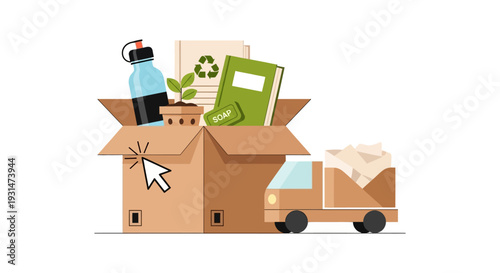 Eco-Friendly Online Shopping & Sustainable Product Delivery with Recycling Concept