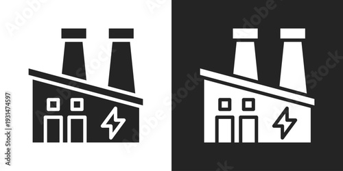 Power Plant Icon In Black And White Glyph Style