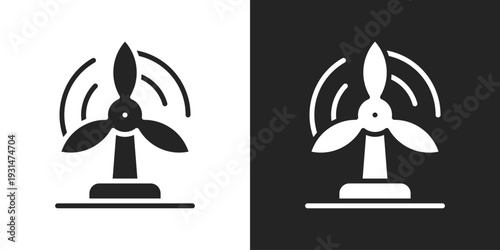 Wind Power Icon In Black And White Glyph Style